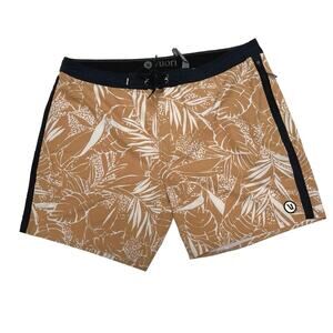 Vuori Men's Peak Board Shorts Flax Leaves Active Beach Swim Surf Trunks 38